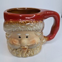Father Christmas Santa Claus 3 D Face Head Beard Hat Textured Ceramic Coffee Mug - £8.55 GBP