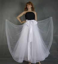 WHITE Fluffy Full Tulle Skirt Women A-line Layered Tulle Skirt for Wedding image 5