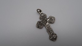 Vintage Sterling Silver Rare Crucifix Cross Stomach Stab Wounds 3cm - £23.65 GBP