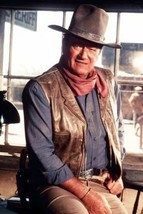 John Wayne in blue shirt &amp; western hat &amp; RR belt Rio Lobo 12x18 inch Poster - £14.98 GBP