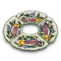 Appetizer Relish Snack Dip Bowls Plates Hand Painted Fruits Italy Vintage - £28.60 GBP