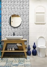 Black And White Geometric Peel And Stick Wallpaper 17.71 Inch X 472 Inch (58 Sq. - £38.70 GBP
