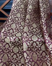 Indian Banarasi Brocade Fabric, Maroon Burgundy &amp; Gold Wedding Fabric - NF373 - £5.89 GBP+