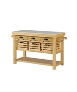 Grovaam Kitchen Island, Marble Top &amp; Natural Finish - $2,078.42 CAD