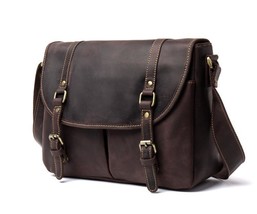 Crossbody Bags Zipper Vintage Messenger Bag Men Leather Handbag Shoulder Bags - £159.29 GBP