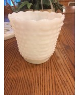 VINTAGE HOBNAIL MILK GLASS  SCALLOP CANDY DISH VASE  4 1/2&quot; X 4 1/2&quot; - $24.27 CAD