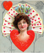 c1910 Embossed Queen Of Hearts Valentine Postcard - £11.76 GBP