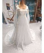 Antique Wedding Dress Bridal Gown Train  Lace Pearls Victorian Pleats Ca... - £3,991.78 GBP