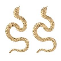 Punk Crazy Twisted Earrings for Women Personality Gold Color Metal Animal Long D - £7.20 GBP