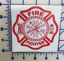 WHITE RED Reflective Vinyl Decal Fire Dept Maltese Cross Firefighter Sticker USA - £3.14 GBP