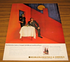 1950&#39;s Print Ad Heublein Cocktails &amp; Cordials Actor Errol Flynn - £12.48 GBP