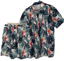 Tropical Print 2 Piece Short Set Men&#39;s Size XL For Vacation &amp; Summer Fun... - $28.69