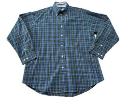 Tommy Hilfiger Men&#39;s Button Front Long Sleeve Shirt Blue Plaid Size M - $20.70