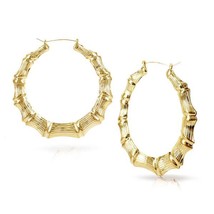 14K GOLD FILLED PINCATCH HOOP BAMBOO EARRINGS /no personalized 3  inch - £10.26 GBP