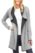 $150 Blanc Noir Hooded Long Cardigan XLarge 14 16 Wool Blend Double Face... - $70.18