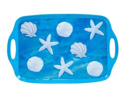 Ocean Beach 29284 Sea Shells Rectangular Serving Tray w/ Handles Heavy M... - $41.58