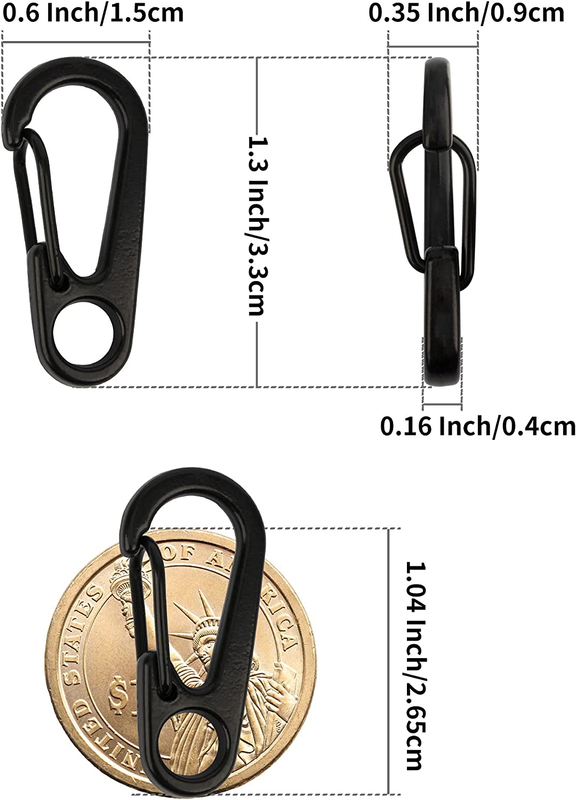 SWATOM Small Mini Carabiner Clip Tiny Spring Snap Hook Keychains Micro Carabiner Item image 2