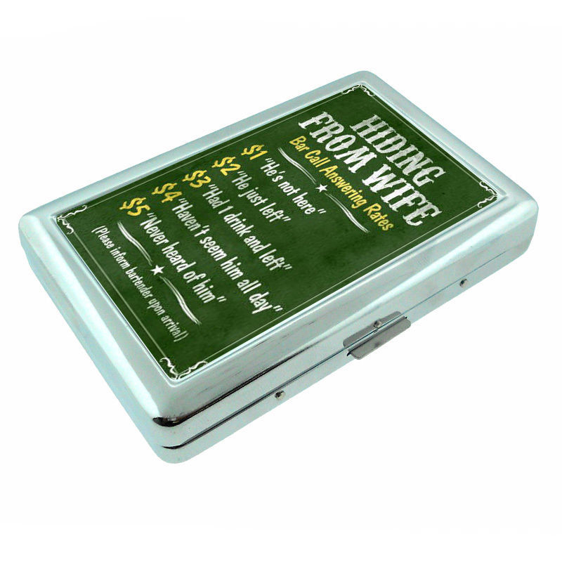 Vintage Poster D18 Silver Cigarette Case Money Card Holder Hiding Bar Phone Fees