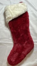 Fluffy Christmas stocking 22 inch red and white trim  super soft - £9.63 GBP