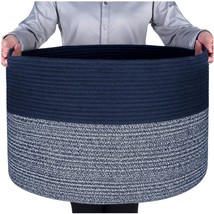 Extra Large 22 X 14 Inches Blanket Storage Laundry Basket, Decorative Woven Cott - £37.60 GBP