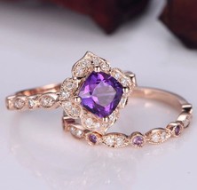 2pcs Bridal Wedding Ring Set Certified Natural Rashi Ratna Astrological Blue Ame - £804.69 GBP