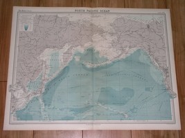 1922 Map Of North Pacific Oc EAN Bering Sea Alaska Russia Kamchatka Japan Hawaii - $24.66