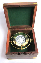 NauticalMart Vintage Brass Marine Gimbals Compass Beautiful With Wooden Box - £35.97 GBP