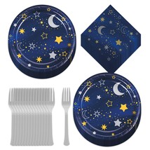 HOME &amp; HOOPLA Starry Night Party - Metallic Twinkle Star and Moon Paper Dessert  - £16.24 GBP+