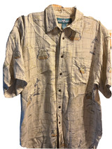 Big Dogs Men’s L Beige Short Sleeve Button Down Cotton Rayon Hawaiian Shirt - £19.31 GBP