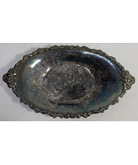 Vintage Silver Plate Oval Ornate Floral Dish Tray 10&quot; x 6&quot; - $14.99