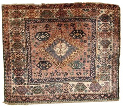 Handmade antique Oriental bag face 2.6&#39; x 3.1&#39; ( 79m x 95cm) 1930 1C287 - $623.27