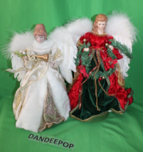 2 Piece Vintage Angel Christmas Tree Toppers 14 And 15" Tall - £27.53 GBP