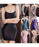 Plus Size Women Sleeveless Bodycon Clubwear Satin Shiny Wetlook Short Mini Dress - $12.59 - $13.49