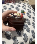 Vintage Duck Topper  Plastic Hexagon Shaped Trinket Box  Rustic Trinket ... - $11.00