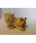 Ceramic Yellow Striped Tabby Cat Figurine Ready To Pounce - £23.59 GBP