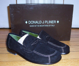 NIB Donald J Pliner &quot;Urb&quot; Black Suede Loafers Slip On Italy Sz 5 w/Dustbag $174 - $79.20