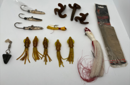 Vintage Bass Fishing Lure Lot 15 Pieces Including Nylon Coated Steel Leaders - $25.03