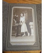 Photo Antique Portrait of a Young Girl in Fashion Dress Standing Chicago - $14.80