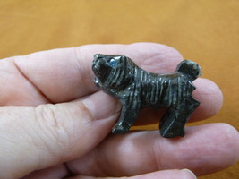 (Y-DOG-LL-28) dark gray Lhasa Apso DOG small stone carving SOAPSTONE lap... - £6.70 GBP