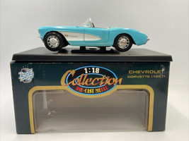 Road Tough Collection Die-Cast Metal 1957 Chevrolet Corvette 1:18 Blue Car  - $21.71