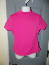 Lands&#39; End Solid Pink Rash Guard Short Sleeve Shirt Size 5/6 (M) Girl&#39;s EUC - £10.30 GBP