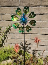 52&quot; H, Large Farmhouse Double Spinner Metal Peacock, Vibrant Color, Yard Art - £31.31 GBP