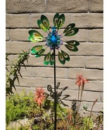 52&quot; H, Large Farmhouse Double Spinner Metal Peacock, Vibrant Color, Yard... - $39.18