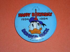 Donald Duck Birthday Pinback Button Vintage 1984 Walt Disney* - $9.99