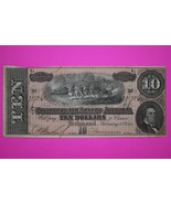 1864 Confederate States of America $10 Ten Dollars Guarantee Authentic B... - $69.99
