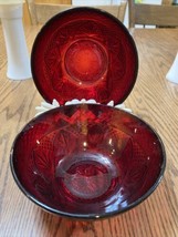 Set Of Two Vintage Ruby Red Cereal Bowls France Luminarc D’arcoroc - £10.10 GBP