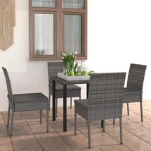 5 Piece Outdoor Dining Set with Cushions Poly Rattan Grey - £188.50 GBP