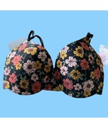 KENSIE LADIES BLACK FLORAL PADDED GENTLE LIFT BRA 34DD  NWT - $18.30