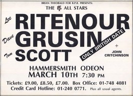 Lee Ritenour Dave Grusin Tom Scott Live Hammersmith Odeon Concert 1970s Handbill - $16.99