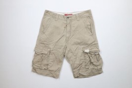 Vintage Y2K Levis Mens 32 Distressed Baggy Loose Fit Cargo Shorts Beige Cotton - £34.99 GBP